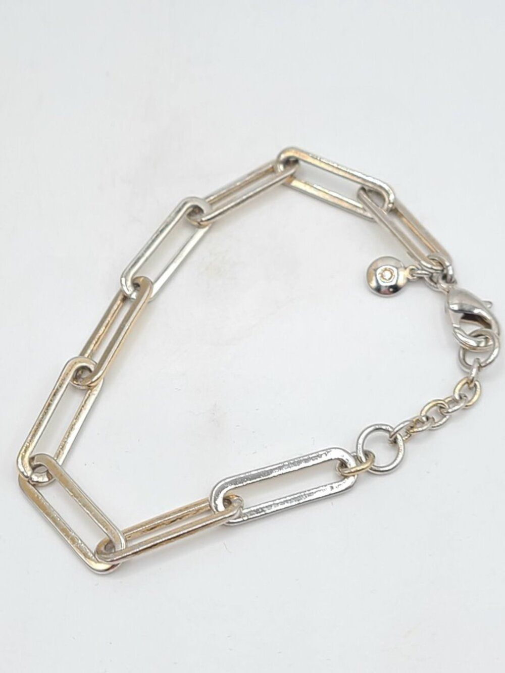 J Crew Silver Tone Paper Clip Bracelet fits a 7" wrist